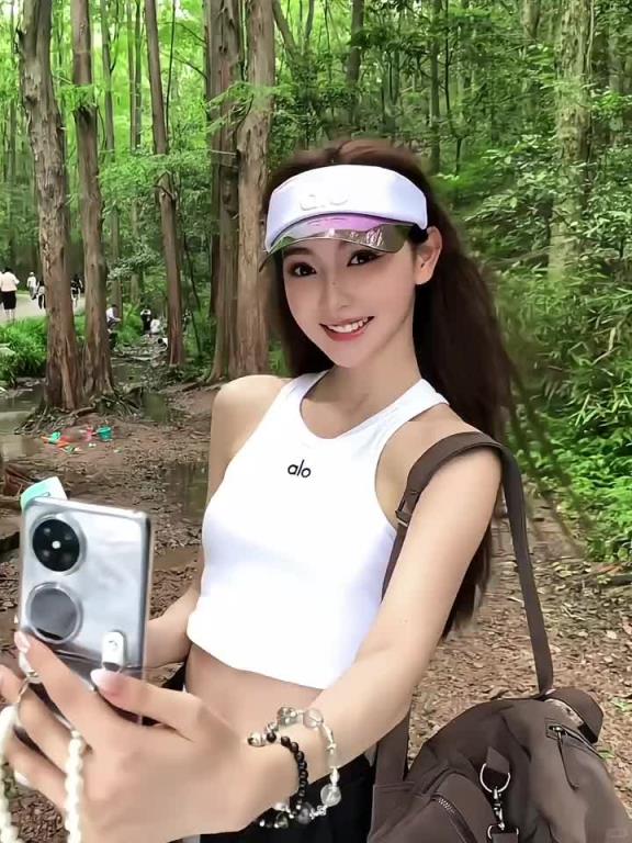 美女主播金佳悦一身运动背心出游：你在的话雨天也是好天气~